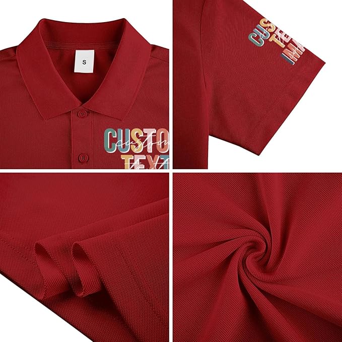 Personalised Polo Shirt Custom Work Shirts for Men Women Printed Text or Logo Working Top, Casual Wear, and Sports Teams