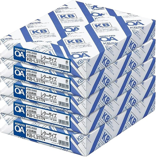 Kokuyo Letter Size (8.5 x 11 inches) KB Paper, 5 Ream (2500 Sheets), 64gsm, 80 Bright - Perfect for Printing, Writing and Journal - FSC Certified, Japan Import (KB-L31TN)