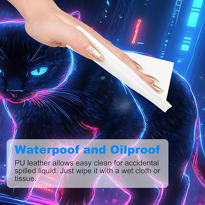 Desk Pad, Neon Cat Prowling Cyberpunk Cityscape XXL Gaming Mouse Pad with Stitched Edges,Non-Slip Waterproof Rubber Base Large Desk Mat for Keyboard and Mouse 35.4"x15.7"