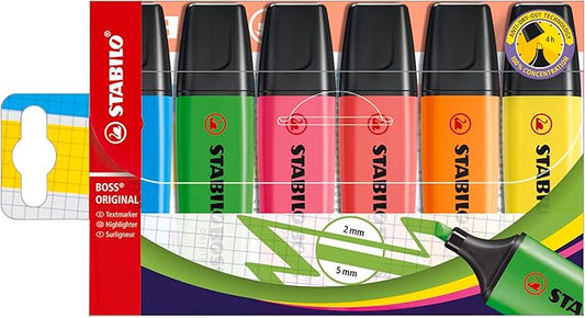 STABILO Highlighter BOSS ORIGINAL - Pack of 6 - Assorted Colors