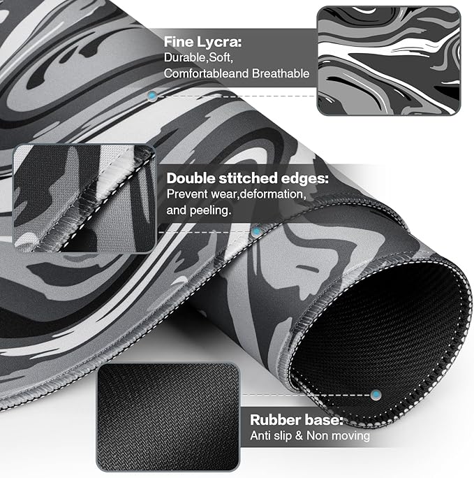 Gaming Mouse Pad, Large Mouse Pad XXL 35.4×15.7in, Extended Computer Keyboard Mouse Mat Desk Pad for Laptop with Stitched Edges, Waterproof Mousepad for Gamer Home&Office Women