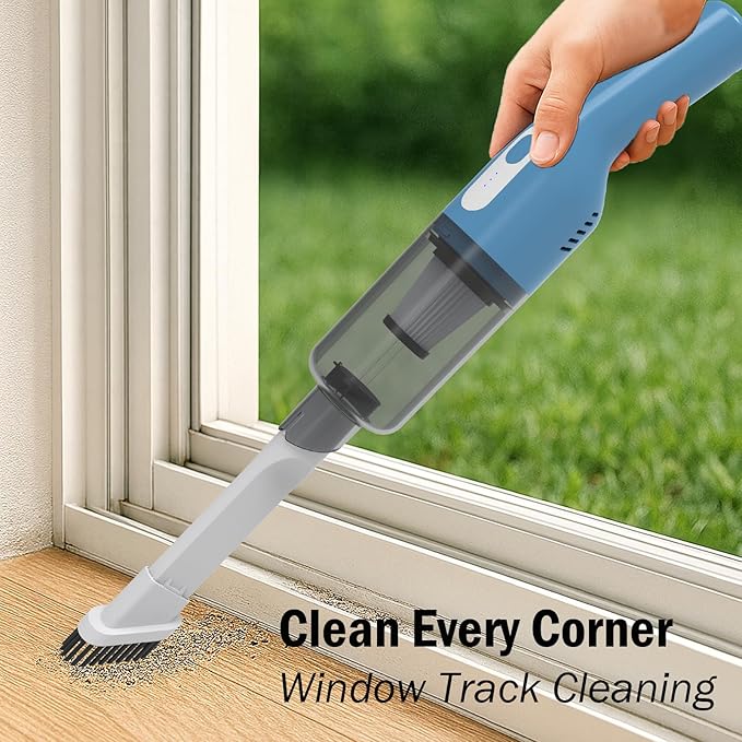 catsMeow Handheld Cordless Portable Car Vacuum Cleaner, 16000Pa High Power Rechargeable Hand Held Mini Vacuum with Multi-Nozzles for Car, Home, Office /V068 Blue and White