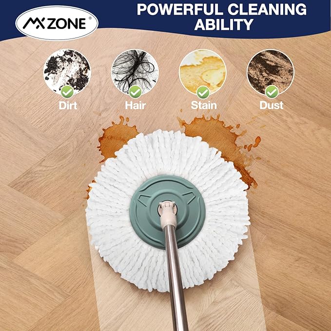 4 Premium Replacement Mop Heads Refills, Compatible for Hurricane Spin Magic Mop Head, fits 6.3‘’ Standard Replacement Round Spin Mop Heads Microfiber, Inner Hole 2.5'' Only - Machine Washable, White