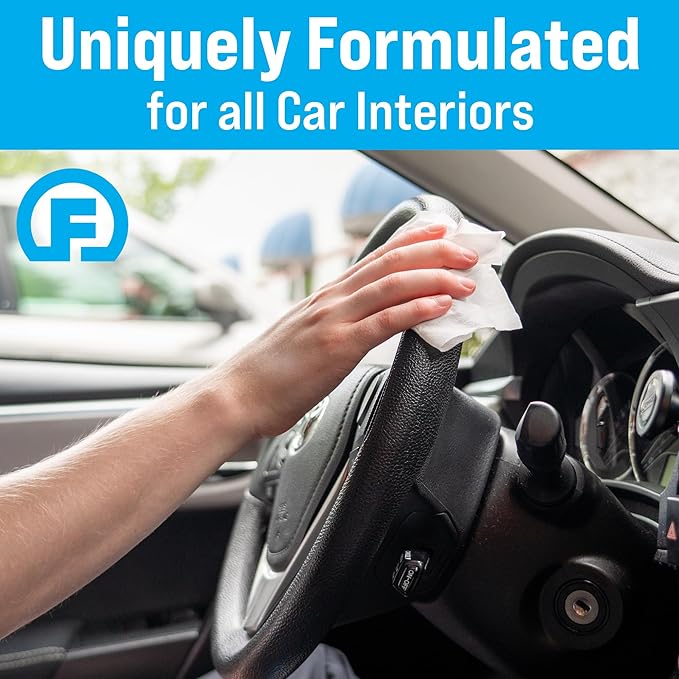Fortress Car Interior Wipes with Microfiber Cloth (25 ct.) for Car Interior Cleaning, Dashboard, Seats, Detailing, and Steering Wheel [Travel Size] Skin-Safe Car Interior Cleaner Supplies
