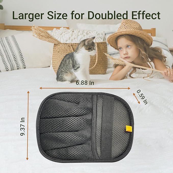 FeiFanYiGou Reusable Pet Hair Remover Glove for Couch & Bedding - 5-Finger Versatile Fabric - Safe Fur Remover Mitt, Black - Professional Cat & Dog Hair Scraper for Carpeted Stairs, Clothes,Car Seats