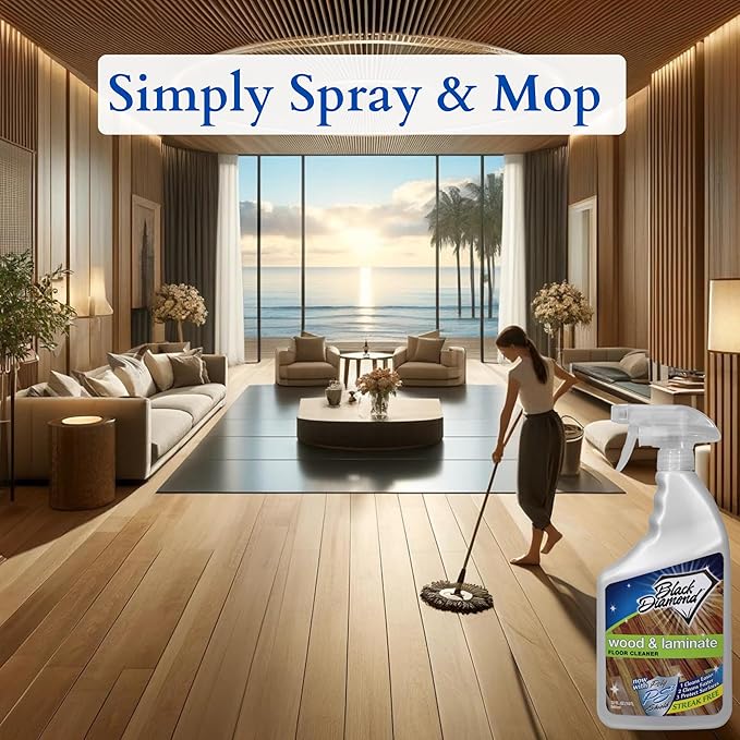 Black Diamond Stoneworks Wood & Laminate Floor Cleaner: For Hardwood, Real, Natural & Engineered Flooring –Biodegradable Safe for Cleaning All Floors (1 quart/1 gallon)