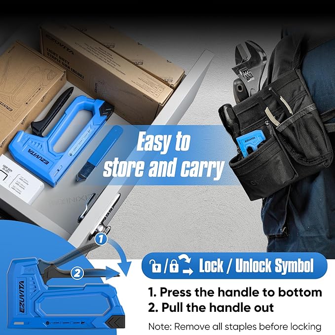 Light Duty Staple Gun for Wood, Blue Upholstery Staple Gun Kit with 2000pcs JT21 Staples 1/4, 5/16, 3/8 inch and Staple Remover, Stapler Gun for Crafts, DIY, Classroom, Decoration