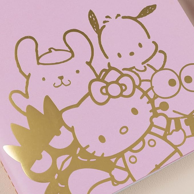 Erin Condren College Ruled Petite Journal - Hello Kitty and Friends Friendship Is Golden. 80 Lined Page Note Taking & Writing Notebook. Thick 80 lb. Mohawk Paper. Sewn-stitch binding