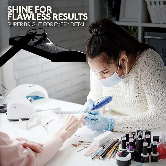 Ultra Bright 2300 Lumens Powerful Professional Eye Care LED Desk Lamp - Brightness Adjustable, Modern Task Light for Home, Beauty, Crafting, Office, Workbench (Daylight, Dimming, Black)