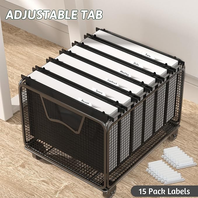 Plastic Hanging File Folder Letter Size,12 Pack Reinforced Heavy Duty Hanging Folders,Sturdy File Cabinet Folders,Black Hanging File Folders with Tabs,Hanging Folders for Filing Cabinet