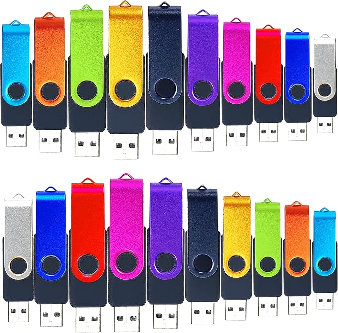 2GB USB Flash Drives 20 Pack 2 GB Thumb Drive TATMOHIK 2.0 USB Drives Bulk 2GB Swivel Design Flash Drive Pack with LED Indicator 2 Gig Jump Drive Pack, USB Stick, Memory Stick, Pen Drive, Mixed Color