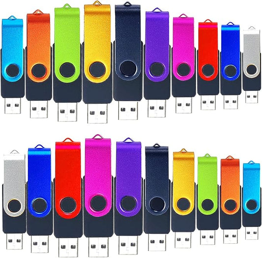 2GB USB Flash Drives 20 Pack 2 GB Thumb Drive TATMOHIK 2.0 USB Drives Bulk 2GB Swivel Design Flash Drive Pack with LED Indicator 2 Gig Jump Drive Pack, USB Stick, Memory Stick, Pen Drive, Mixed Color