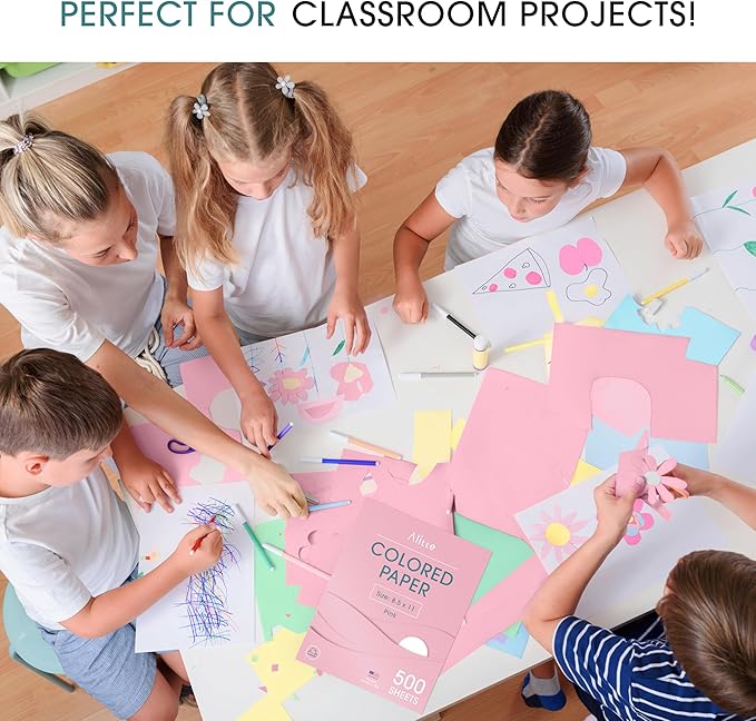 Colored Paper 500-Sheets - Pink Paper, 8.5 x 11 Colored Printer Paper, Arts & Crafts, DIY Projects - School & Office Supplies - Pastel Copy Paper, 1 Ream, Made in the USA