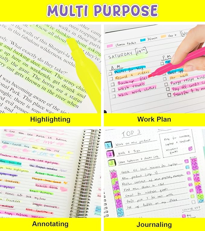 Highlighters, 6 Assorted Colors, Dry-Quickly, No Bleed, Chisel Tip, Bright Multi Colored Highlighter Bulk for Office 30 Pack