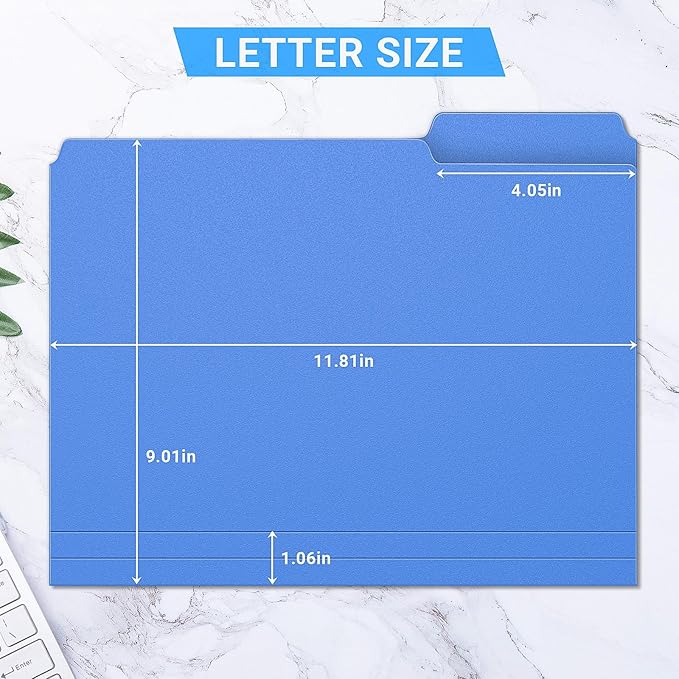 24 Pack Colored Plastic Manila File Folder,3 Tab Multi-Color Heavy Duty Files Folder with 1/3-Cut Tabs,Letter Size,Assorted Colors Filing Folder,Cabinet Office Supplies Folders for Documents, 8.5 x 11