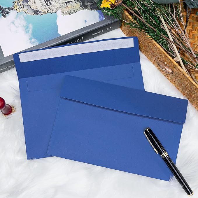5-3/4 x 8-3/4 Inches A9 Blank Invitation Envelopes 50 Pack - Blue Self Seal Envelopes for Invites, Greeting Cards, Stationery & Mailing (Peel & Seal)