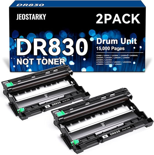 Compatible DR830 Drum Unit (NOT Toner) Replacement for Brother DR830 DR-830 Drum use with HL-L2460DW HL-L2405W HL-L2400D HL-L2480DW MFC-L2820DW MFC-L2820DW XL DCP-L2640DW Printer (2 Pack)