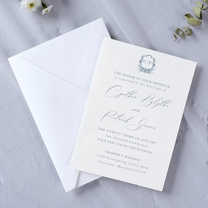 PONATIA 50 PCS/Pack A7 Envelopes, 5.25 x 7.48'' White Envelope, Perfect For 5 x 7'' Wedding Invitation Cards, Christmas Gift Cards Envelopes, Acrylic Invitations, Photos