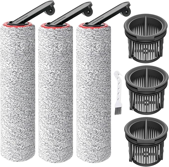 (7pcs) HEPA Filters & Replacement Parts Kit Brush Rollers Compatible For Dreame H14/H14 Pro/H14 Dual Wet Dry Vacuum Cleaner, Replacement Parts Accessories Kit Inclue 3 Vacuum Filter, 3 Brush Rollers