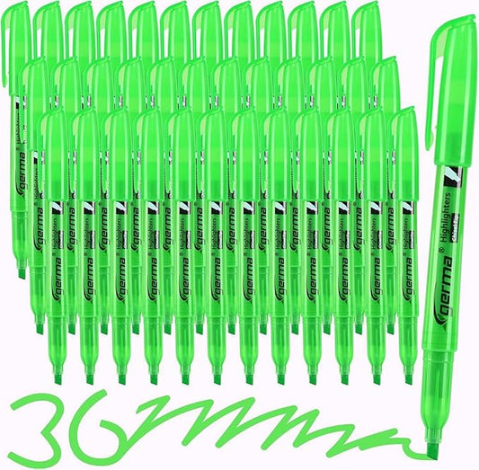 Highlighters 36 Pack, Chisel Tip Green Highlighter Bright Colors,Quickly Drying, Perfect for Students Kids Adults Classroom, School, Office