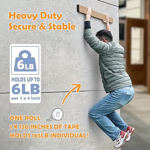 PPB Double Sided Adhesive Tape Heavy Duty, Removable Mounting Tape, Nano Tape, Clear Two Sided Wall Adhesive Strips for Home, Office, Car, Outdoor Use, 10FT