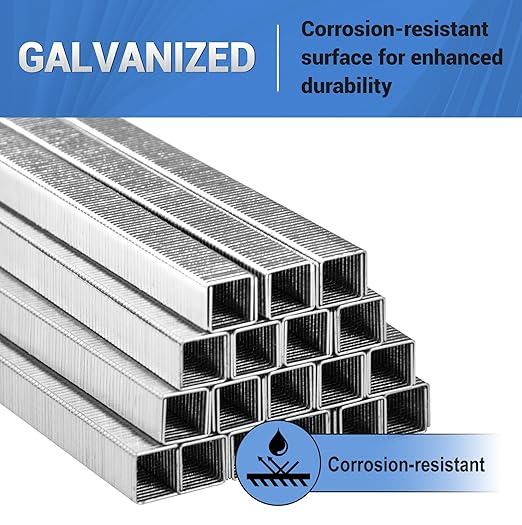 meite T50 Staples, 5/16 Inch Length Heavy Duty Staples for Staple Gun, Galvanized, 20 Gauge 3/8 Inch Crown, Compatible with T50 Staple Gun, Ideal for Upholstery, Construction, Furniture (5,000 Counts)