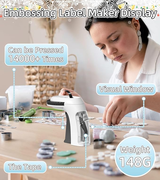 Embossing Label Maker Machine with Tapes Waterproof, Manual Embossed Label Maker Black, Old School Handheld Labeler, Portable Vintage 3D Embosser Labeler for Home Office School