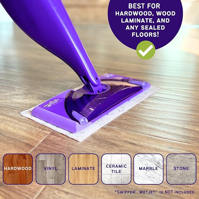 JD HOMEASE 48 Pack Premium Microfiber Replacement Pads for Swiffer WetJet - Super Absorbent, Lint-Free, Durable-11"x5.5", Perfect Fit Swiffer WetJet Mop - Safe on Hardwood, Tile, Vinyl