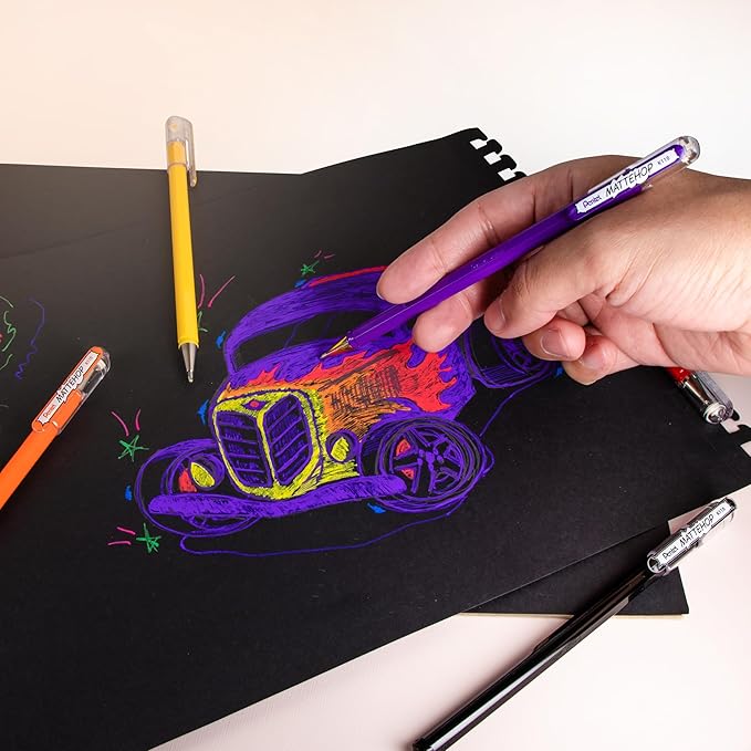 Pentel Mattehop Gel Pens, Original + Cheerful Colors Box Set, (1.0mm), Bold Line, 14 Assorted Colors (K110-V14ST)