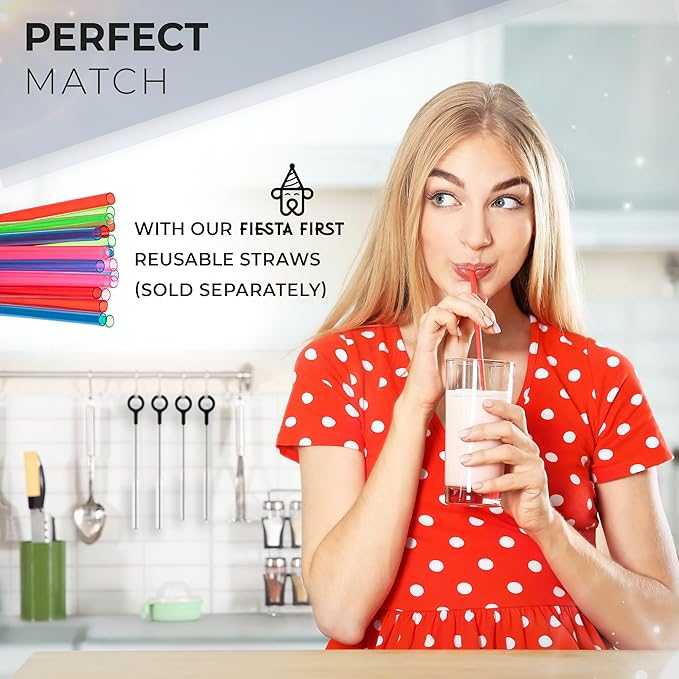 Buenalife Heavy Duty Cleaning Brushes Set of 4 - Extra Long Straw Cleaners for Metal and Plastic Reusable Drinking Straws, to Clean Small Spaces, Sippy Cups, Water Bottles - Sturdy Hard Brush Bristles