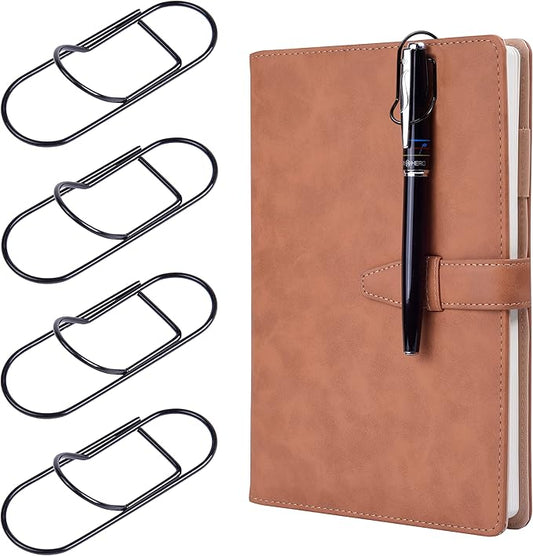 Wisdompro Pen Clip, 12 Pack Stainless Steel Pencil Clip Holder for Notebook, Books, Journal, Clipboard, Paper, etc. - Fits Almost Any Pen Size (Black)