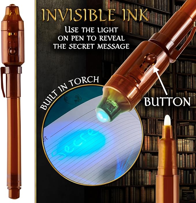 Harry Potter Lockable Diary with UV Invisible Ink Pen for Kids, Teens, Secret Journal with Key, Lined Pages, Stationery Supplies, Gifts for Kids (Brown UV Pen)