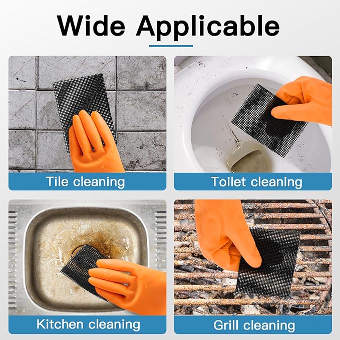 Cleaning Screen, 5.5x4 Inch Upgraded Toilet Cleaner Hard Water 15PCS Toilet Ring Remover Abrasive Grit Mesh Pads for Bowls Griddle Household Stain Calcium Deposits Carbon Rust Scrubber