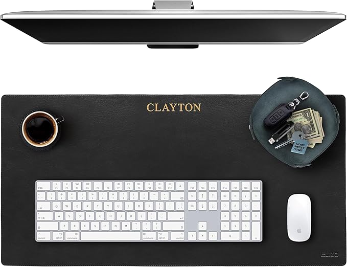 ELIZO Personalized Custom Desk Pad Set Real Leather Desk Mat Mouse Pad Unique Gifts for Him Her Leather Gifts for Men Women Engraved Embossed Monogrammed Corporate Gifts