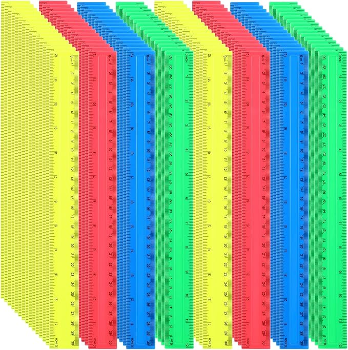 120 Pcs 12 Inch Plastic Rulers Bulk, Kid Ruler for School, Back to School Supplies, Flexible Assorted Color Straight Rulers with Centimeters and Inches for Students Schools Education