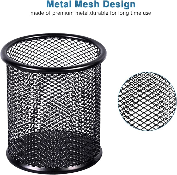 Marte Vanci Mesh Pencil Holder Pen Holder for Desk Metal Pencil Cup Holder Desktop Pencil Marker Brush Organizer for Home Office Multicolor 4 Packs