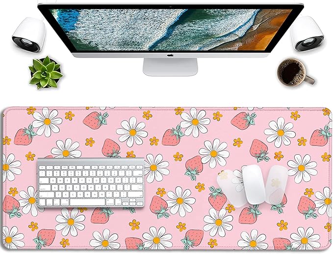 Strawberry Pink Mouse Pad - Large, 27.5X11.8 in, Gaming Mouse Pad and Desk Mat for Computer, Office, Home Work
