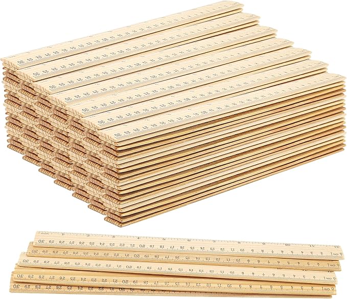 144 Pack Wooden Ruler, 12 Inch Straight, 30cm Metric Wood With Centimeters and Inches for Measuring, Office, 2 Scale
