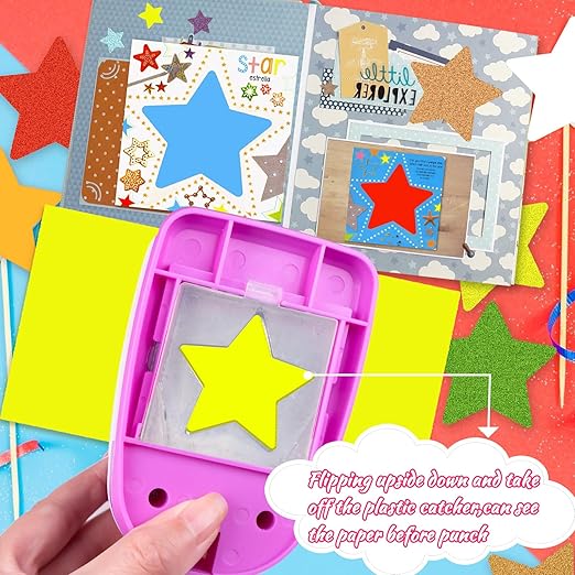 Star Hole Punch 2 inch, Star Paper Punch, Stars Shaped Hole Punch, Scrapbooking Punches, Stars Hole Puncher for Crafts, StarPunch Lever Paper Punch, Craft Punches for Scrapbooking, Card Making