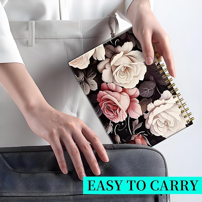 Spiral Notebook Journal for Women Men, A5 Hardcover Journal, 120 Pages Thick Paper, College Ruled Writing Notebook for School, Work & Office 8.3'' × 5.9''(Vintage Rose Floral)