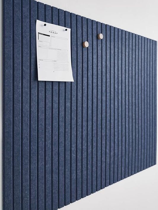 Large Cork Boards for Walls Black Felt Alternative - Slat Wall Paneling, Bulletin Board Tiles for Home Decor, Push Pin Corkboard Organizer for Office or Classroom-12-Pack Panel Kit (Indigo)