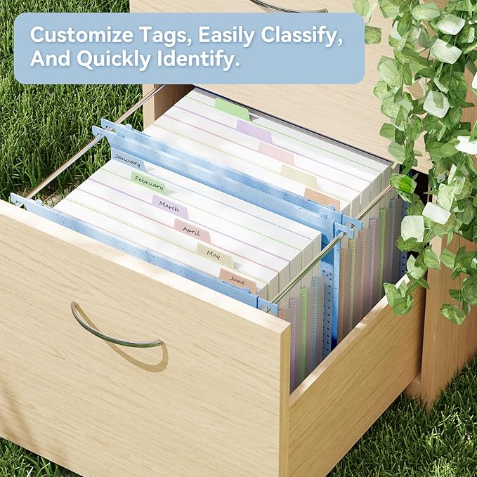 ANSOOK Wheat Straw Hanging File Folders Letter Size,7 Expansion 1.2" Accordion Pockets,3 Pack File Cabinet Folders with Tabs,Large Capacity,Natural Blue File Folders for Home and Office Bulk File