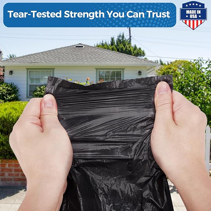 Fuxury 55-60 Gallon Trash Bags Heavy Duty, 150 Count Garbage Bags, 38 x 58" Extra Large Black Trash Bags, 0.7 Mil Plastic Bags for Serious Garbage Cleanup, Made in USA