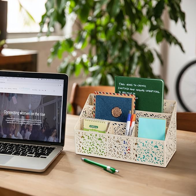 Mail Organizer Countertop, Modern Mail Holder Countertop, Desk Organizers and Accessories, Boho Desk Accessories, Organizer for Bill Mail Papers Letters, Mail Sorters, Pencil holders(Ivory White)