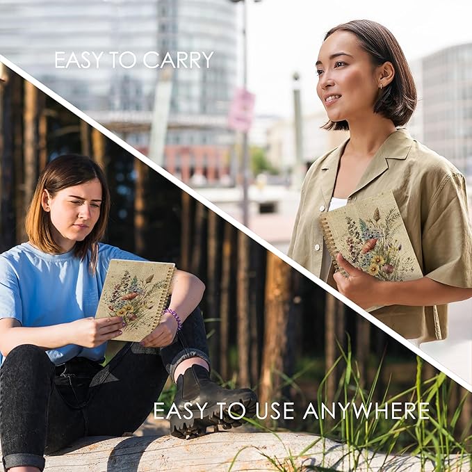 Vintage Floral Spring Spiral Notebook, Flower Journal Notebook, Floral Journal, Retro Floral Plant Notebooks for School Work, Boho Botanical Office Supplies Gifts for Women Men, 5.5x8.3 Inch