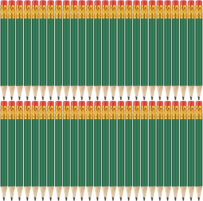 50 Pcs 4 Inch Mini Golf Pencils with Erasers Bulk Pack of Wooden Pencils for Parties Weddings School and Offices (Green)