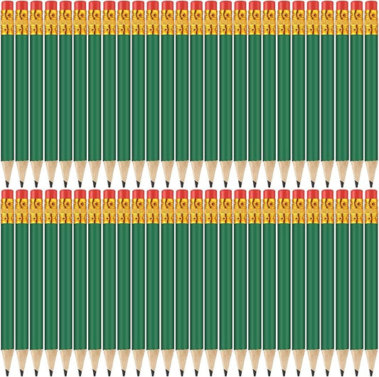 50 Pcs 4 Inch Mini Golf Pencils with Erasers Bulk Pack of Wooden Pencils for Parties Weddings School and Offices (Green)