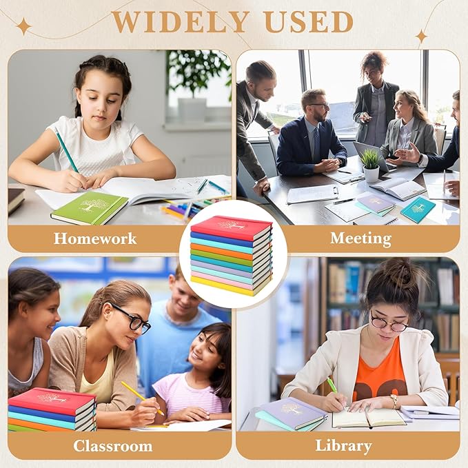 10 Pack Lined Journal Notebook A5 Leather Hardcover Journals for Writing 200 Pages 10 Colors Notepad for Travel Work School Office Business Note Taking Diary 5.7" x 8.3" (Bright Color)