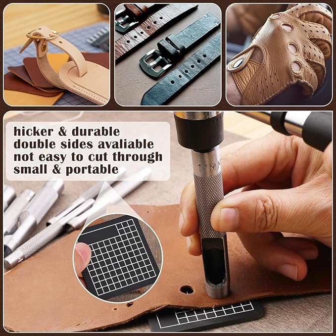 8 Pcs Leather Hole Punch Cutter 5mm-13mm Hollow Punch Set for Leather Crafting Round Hollow Tools for Watch Bands Belts Canvas Paper Rubber Soft Material Working