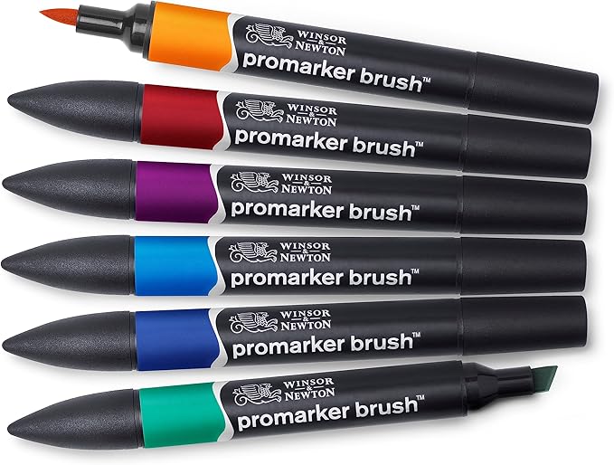 Winsor & Newton ProMarker Brush Set, 6 Count, Rich Tones